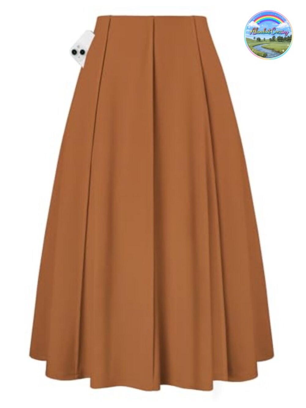 Women's Midi A-Line High Waisted Flowy Pleated Skirt with Pockets